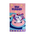 Toalla de Playa Infantil 30 x 60 Plg Diseño Unicornio Rosado y Celeste