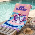 Toalla de Playa Infantil 30 x 60 Plg Diseño Unicornio Rosado y Celeste