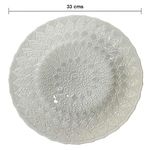 Plato Base de Vidrio Labrado 33 cm con Textura en Relieve para Montaje de Mesa Blanco