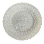 Plato Base de Vidrio Labrado 33 cm con Textura en Relieve para Montaje de Mesa Blanco