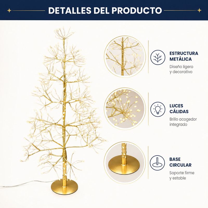 Árbol Navideño de 50 cm con 270 Micro Luces LED Blanca Cálida IP44 para Mesa