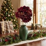 Pick Navideño de Hortensia con Tallo para Arreglos de 69 Cm Color Corinto