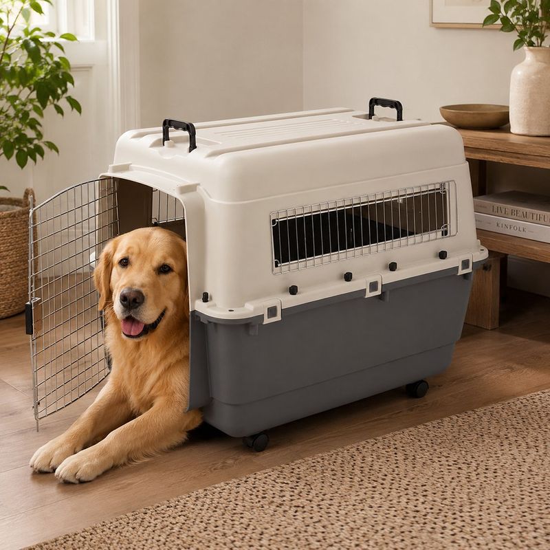 Transportadora de Plástico con Ruedas para Mascota Tamaño No. 6