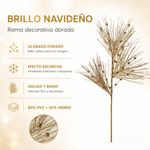 Rama Decorativa con Agujas y Bayas para Arreglos Navideños de 80 Cm Color Dorado
