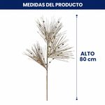 Rama Decorativa con Agujas y Bayas para Arreglos Navideños de 80 Cm Color Dorado