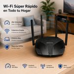 Router Inalámbrico Wi-Fi 6 AX1800 con Doble Banda y 4 Antenas en Color Negro