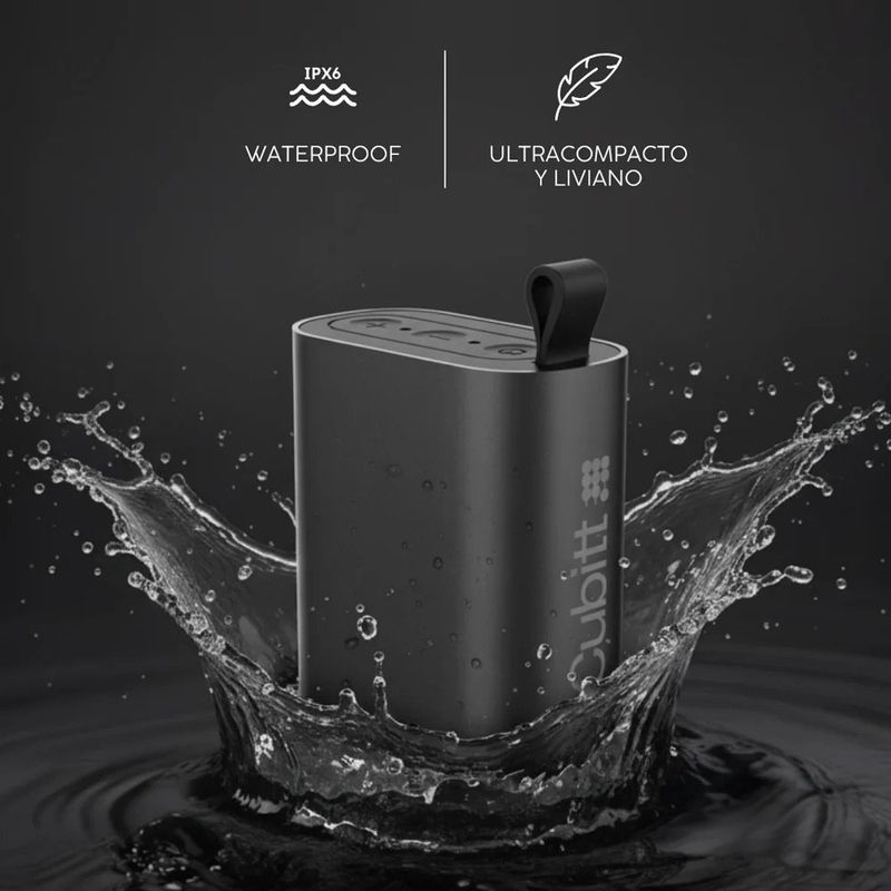 Bocina Inalámbrica Power Mini con Bluetooth 5.3 Resistente al Agua IPX6 en Color Negro