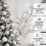 Pick Navideño Nevado con Cuentas para Arreglos de 65 Cm Color Blanco