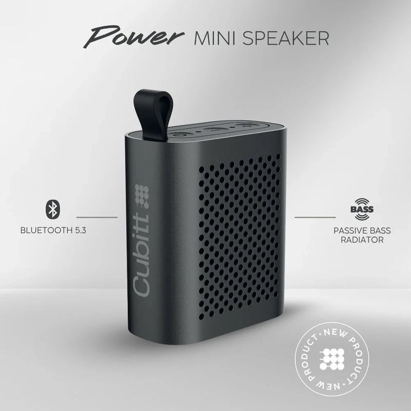 Bocina Inalámbrica Power Mini con Bluetooth 5.3 Resistente al Agua IPX6 en Color Gris Oscuro