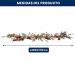 Guirnalda Navideña con Bayas, Esferas y Luz LED de 150 Cm Color Rojo, Verde y Dorado