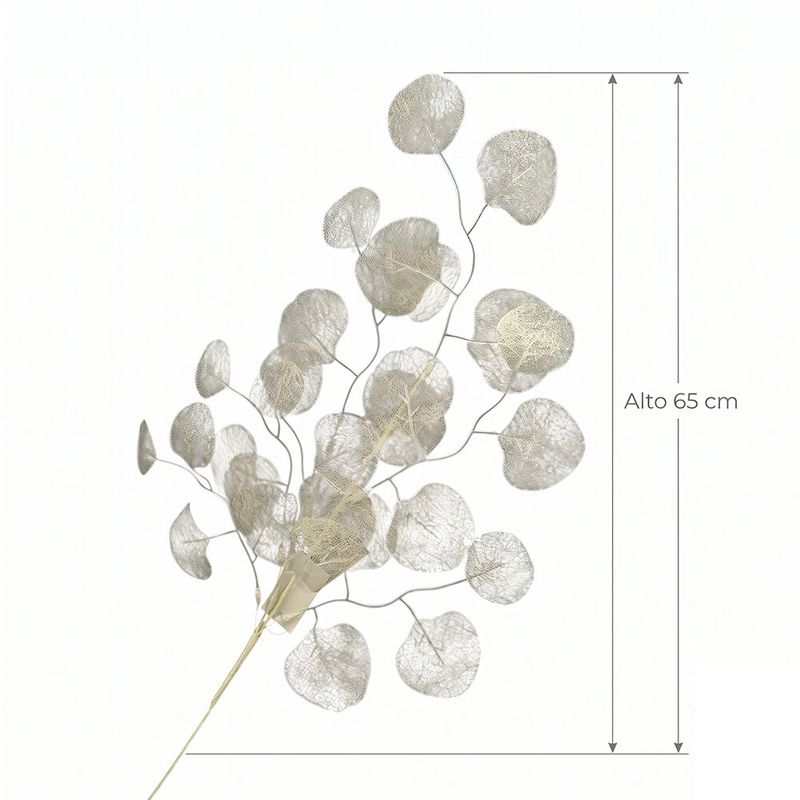 Pick Navideño de Hojas Lunaria con Tallo para Arreglos de 68 Cm Color Blanco