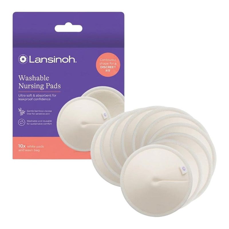 Protectores Absorbentes Lavables de Lactancia con Bolsa de Lavado, 10 Unidades