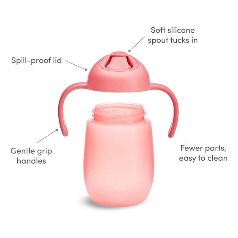 Taza Entrenadora Antifugas de 207 mL para Bebé Simple Clean con Asas Removibles Color Rosada