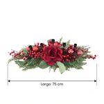 Candelero Navideño con Magnolias y Follaje de 75 cm Corinto y Verde para Centro de Mesa