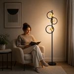 Lámpara de Pie LED de 18W con Luz Cálida de 3000K en Color Negro