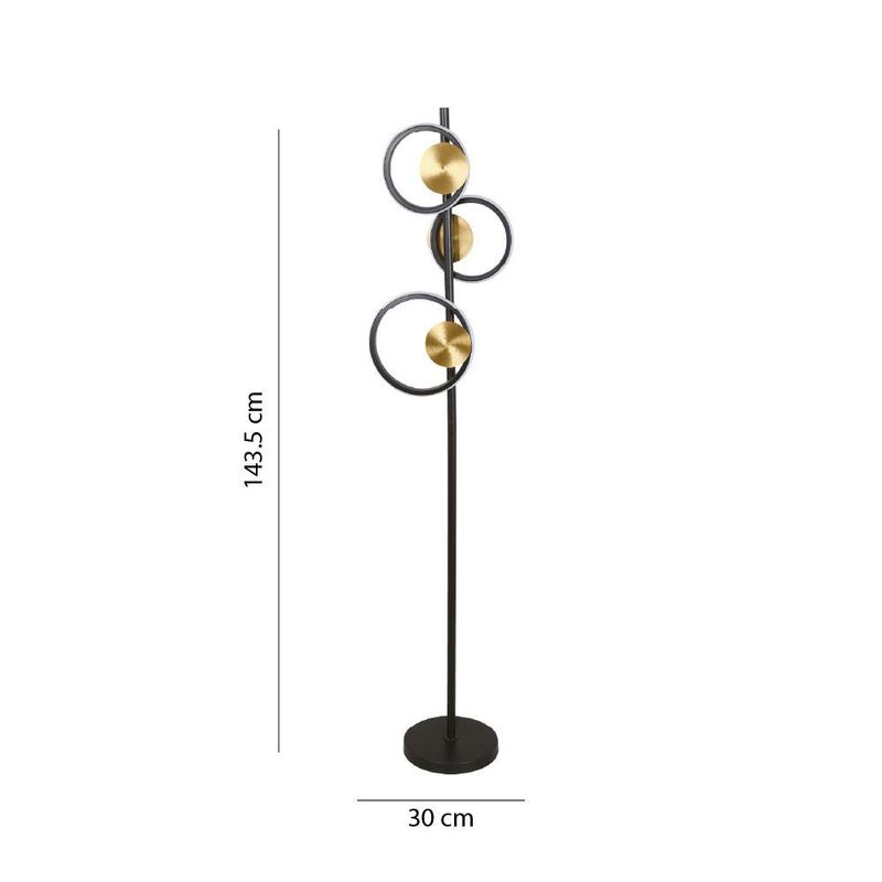 Lámpara de Pie LED de 18W con Luz Cálida de 3000K en Color Negro