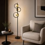 Lámpara de Pie LED de 18W con Luz Cálida de 3000K en Color Negro