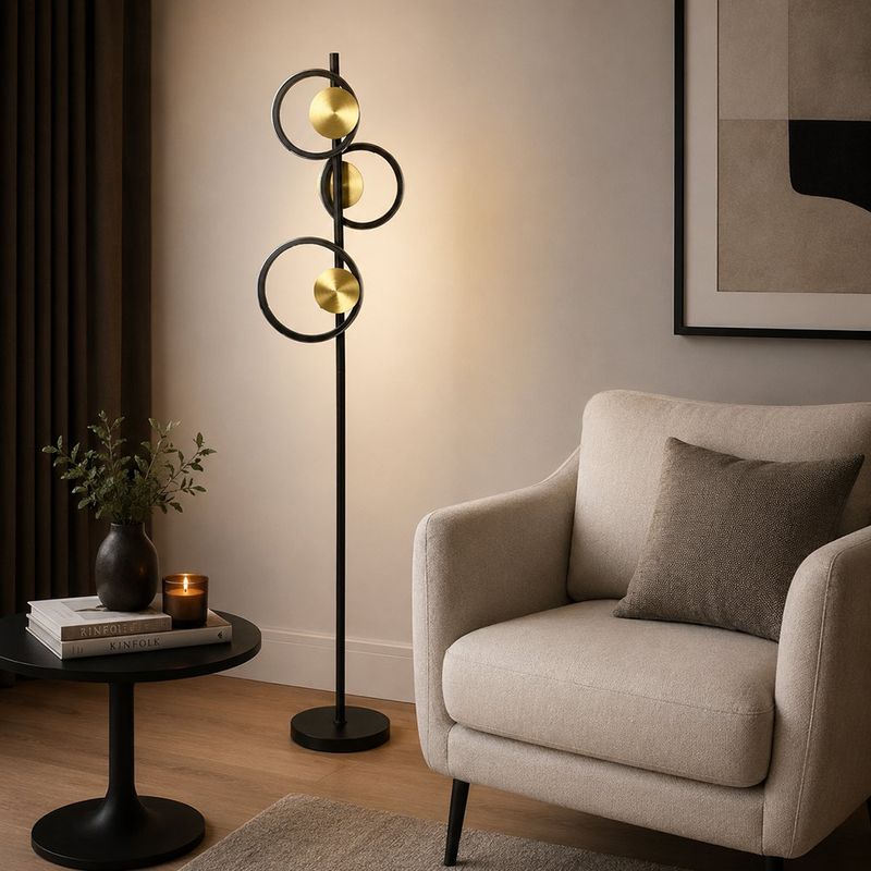 Lámpara de Pie LED de 18W con Luz Cálida de 3000K en Color Negro