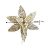 Pick Navideño de Pascua con Perlas para Arreglos de 27 cm Color Champán