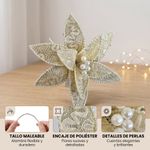 Pick Navideño de Pascua con Perlas para Arreglos de 27 cm Color Champán