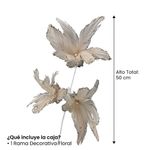 Pick Navideño de Flores Tipo Plumas con Tallo Largo y Brillos para Arreglos de 59 cm Color Durazno
