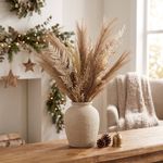 Rama Navideña Mixta de Pampas y Hojas Secas de Poliéster para Arreglos 83 cm Beige