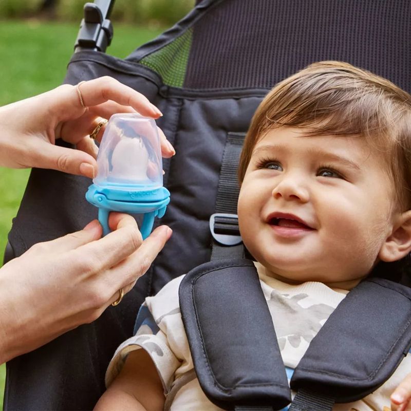 Alimentador de Silicona para Bebé con Cámara para Frutas o Purés, 2 Unidades