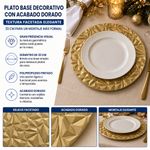Plato Base Decorativo Diseño Geométrico Facetado para Montaje de Mesa de 33 cm Color Dorado