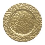 Plato Base Decorativo Diseño Geométrico Facetado para Montaje de Mesa de 33 cm Color Dorado