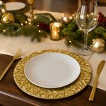 Plato Base Decorativo Diseño Geométrico Facetado para Montaje de Mesa de 33 cm Color Dorado