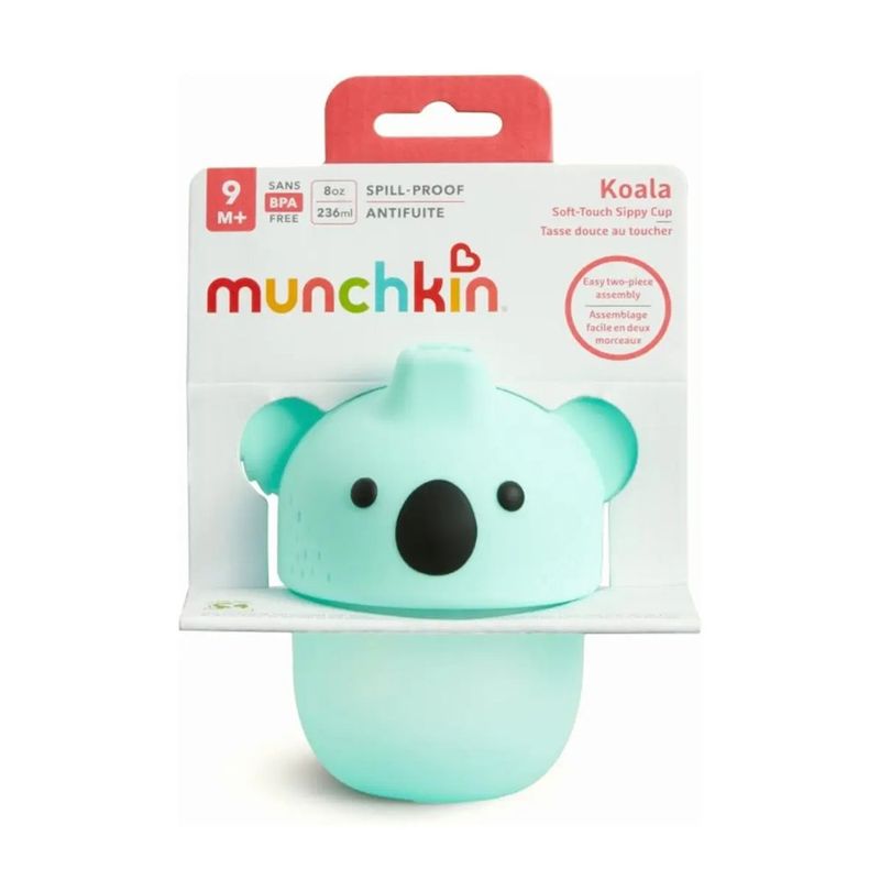 Vaso para Bebé de Silicona Suave Diseño Koala Anti Derrames con Asas 8 oz Color Verde Menta
