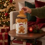 Galletero Cilíndrico Navideño de Cerámica de 1400 mL con Tapa Blanco y Café