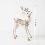 Figura Decorativa Venado Navideño de Pie 44 Cm Blanco Marfil y Dorado