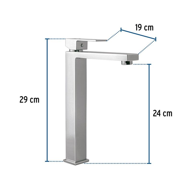 Mezcladora Monomando para Baño Alto Acabado Cromo