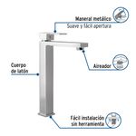 Mezcladora Monomando para Baño Alto Acabado Cromo
