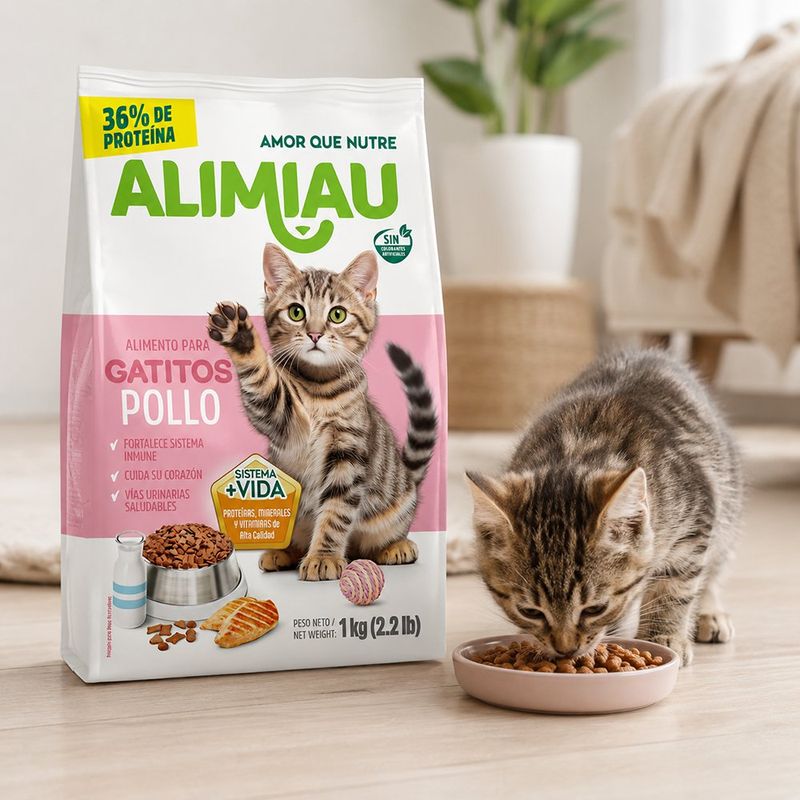 Alimento Alimiau para Gatitos Sabor Pollo de 2.2 Lb