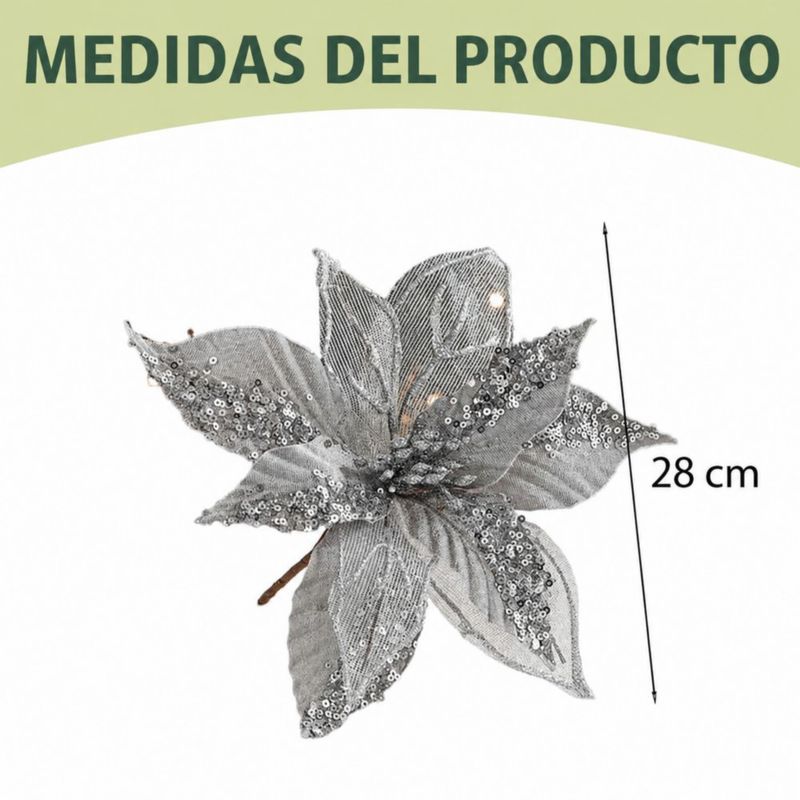 Pick Navideño de Pascua con Lentejuelas y Tallo para Arreglos 28 Cm Gris