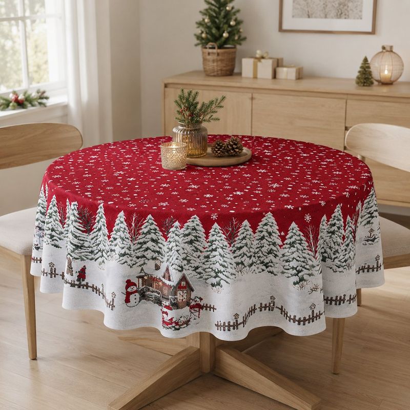 Mantel Redondo Navideño Nevada 183 x 183 cm