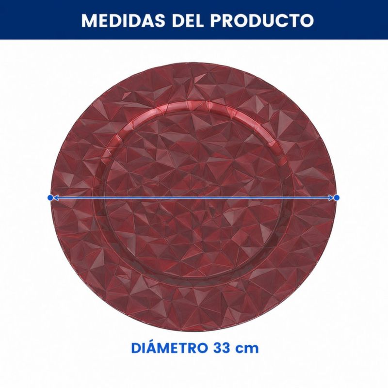 Plato Base Decorativo para Montaje de Mesa de 33 Cm Color Rojo
