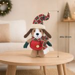 Figura Decorativa Perrito Navideño de Pie 20 Cm con Gorro y Bufanda