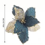 Pick Navideño de Pascua Plateado y Verde Azulado con Tallo de 24 Cm