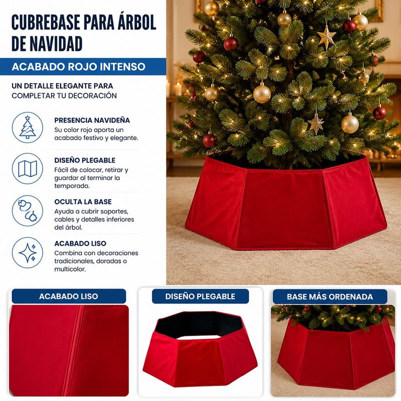 Base Cubrepie Plegable para Árbol de Poliéster 50 x 70 x 25 Cm Roja