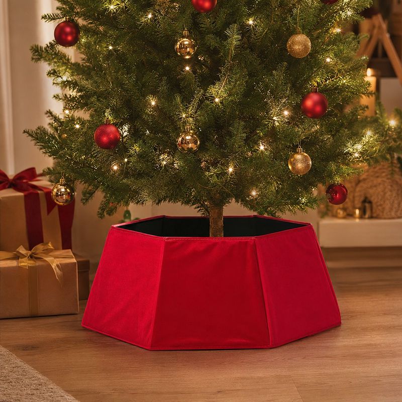 Base Cubrepie Plegable para Árbol de Poliéster 50 x 70 x 25 Cm Roja