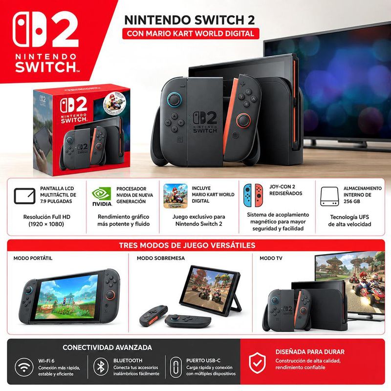 Consola Nintendo Switch 2 con Mario Kart World Digital