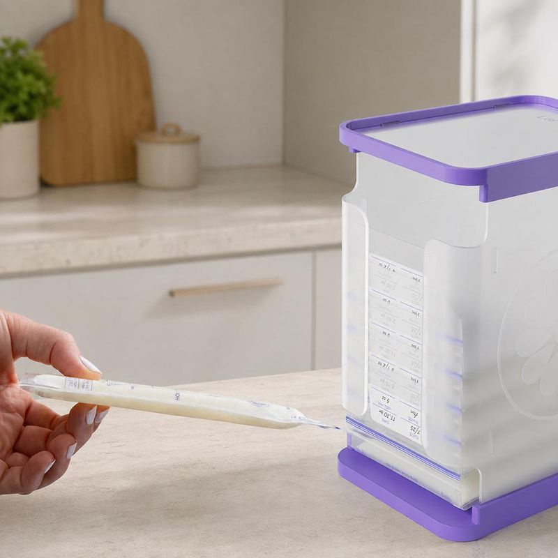 Organizador de Bolsas de Leche Materna Hasta 60 Oz para Congelador con Bandeja de Congelado Rápido