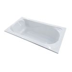 Tina de Baño Rectangular de Fibra de Vidrio con Superficie Lisa 1.52 Metros Blanca