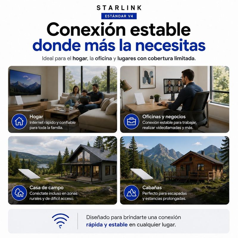 Kit de Internet Satelital Starlink Estándar V4 con Antena, Router WiFi 6 y Soporte Blanco