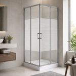 Cabina de Ducha Color Cromo 90 x 192 cm Diseño Cuadrado