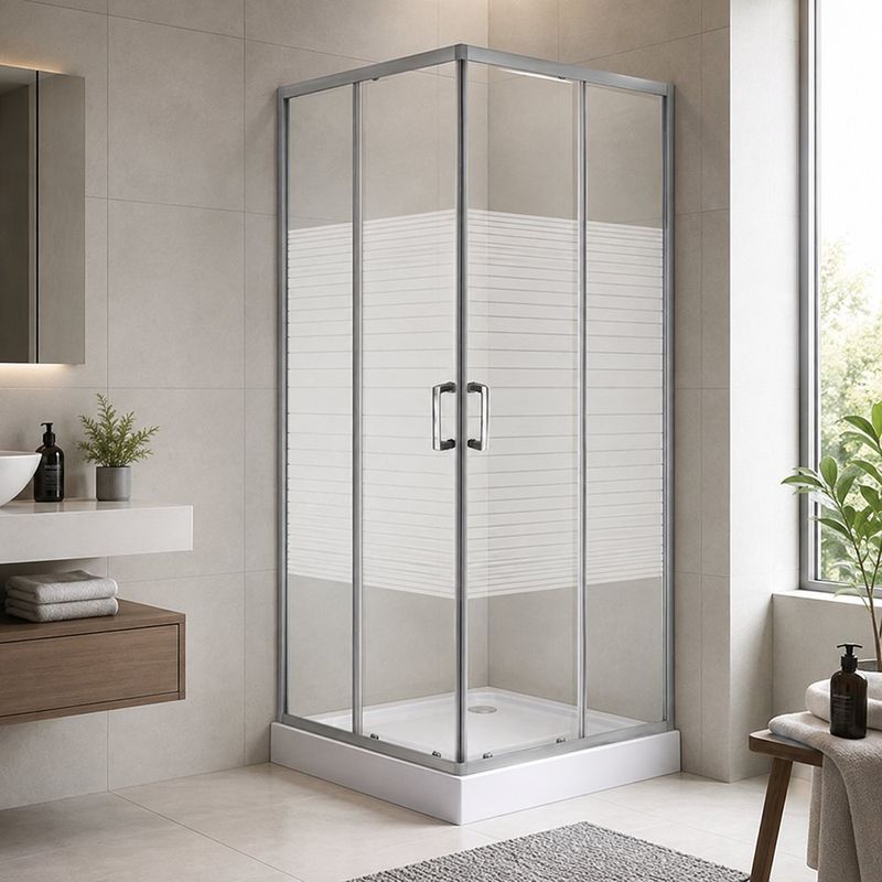 Cabina de Ducha Color Cromo 90 x 192 cm Diseño Cuadrado