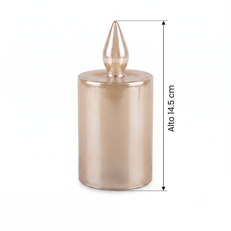 Vela Decorativa LED Navideña de Vidrio de 14.7 Cm Color Champán